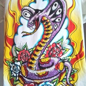 Vintage Ed Hardy By Christian Audigier Flaming Cobra Tee - L